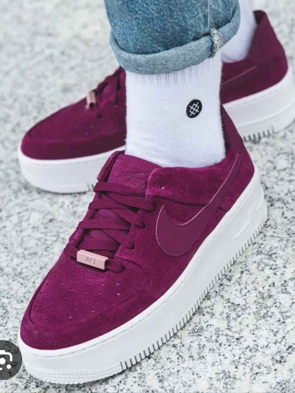 Nike Women’s Air Force 1's Low-Top Platform Suede Sneakers — Magenta 11.5